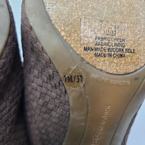 BBCBGeneration Brown Suede Dylen Woven Stacked Mules Womens Size 7M Heel Slip On - Picture 7 of 7